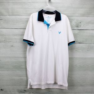 American Eagle Men's White Polo - Size M